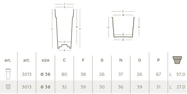 DUO 38/80 donica wysoka okrągła z wkładem mango
