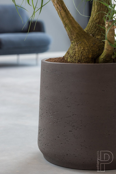 Patt XXL 34/28,5 okrągła donica kamienna czarna black washed