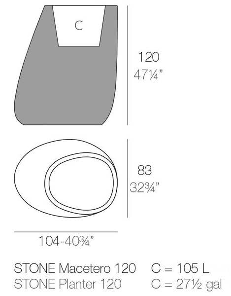 STONE VONDOM 105x84/120 biała designerska duża donica kamień