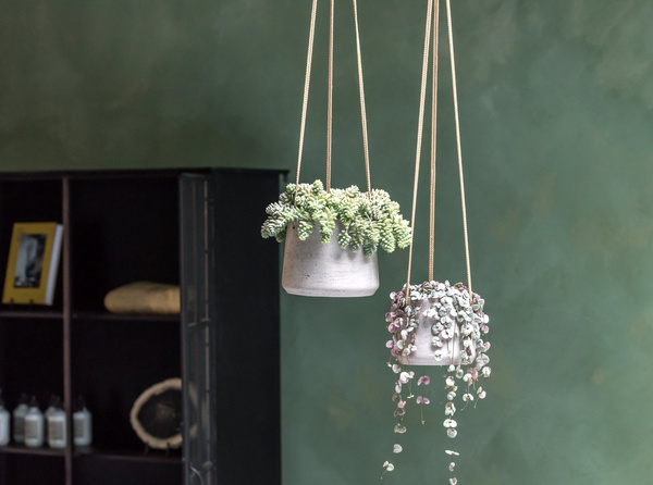 Patt L 20/16,5 wisząca doniczka kamienna szara cementowa