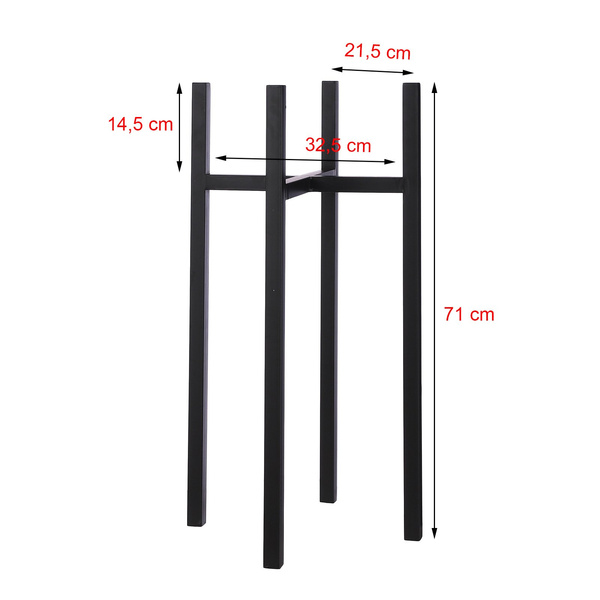 ASCOT XL 37,5x37,5/71 cm wysoki czarny kwietnik na donice