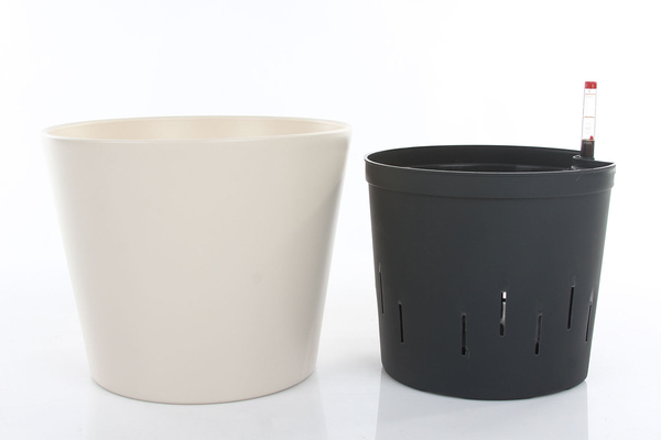 Zestaw do hydroponiki Leni 22/19 Vasa osłonka ceramiczna kremowa