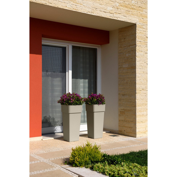 DUO Quadro 38x38/80 donica wysoka kwadratowa z wkładem piaskowa sandy