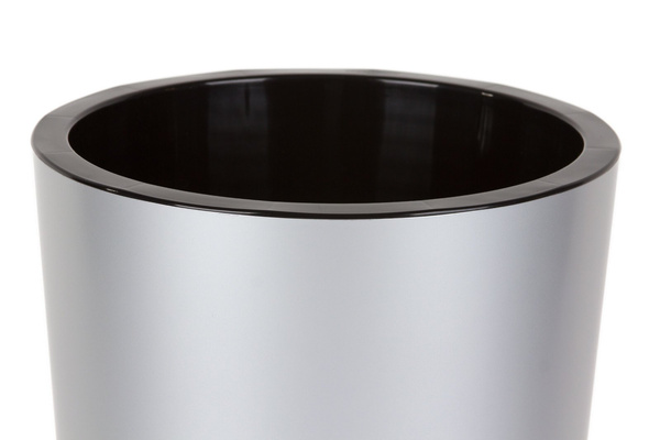 TUIT 33/61 satynowa srebrna doniczka wysoka z czarnym wkładem