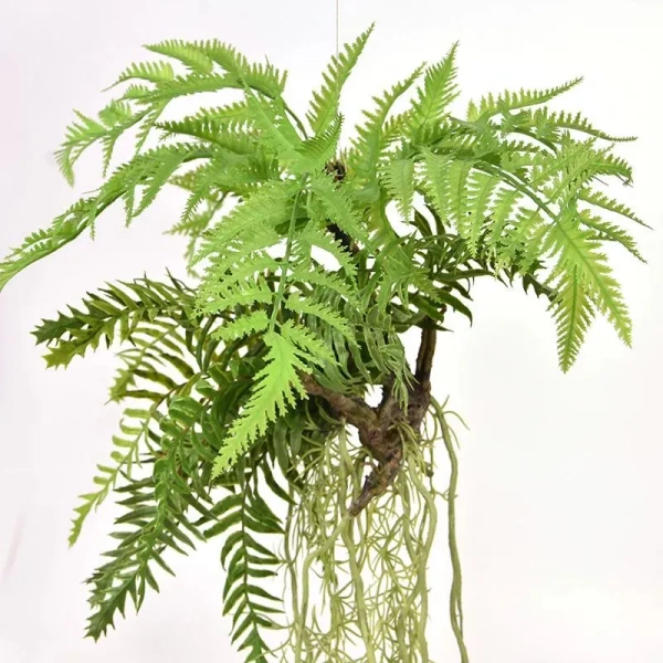 Kompozycja wisząca sztucznych roślin paproć i tillandsia 90 cm