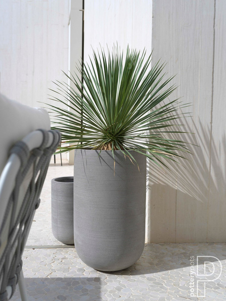 Cody High S 28/45 wysoka kamienna donica ciemnoszara prążkowana