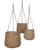 AVALON 3-PAK zestaw doniczek wiszących lub stojących z trawy morskiej