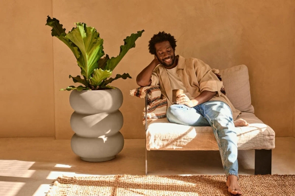 Amber Roll High 43/58 designerska donica wysoka beżowa