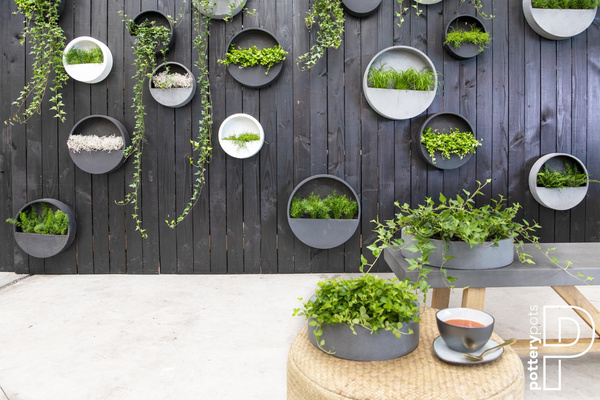 Wally XS 30/9 szara doniczka ścienna kamienna