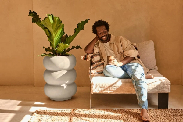 Amber Roll High 43/58 designerska donica wysoka biała