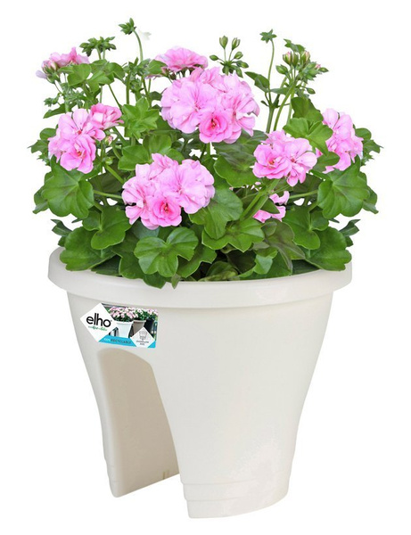 Corsica Flower Bridge 30 biała doniczka balkonowa na balustradę