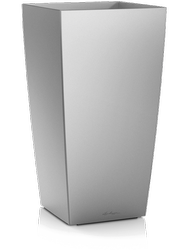 LECHUZA CUBICO 40x40/75 donica srebrna metalik