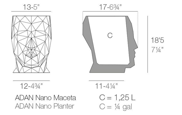ADAN NANO Vondom 13x17/18 doniczka biała designerska głowa