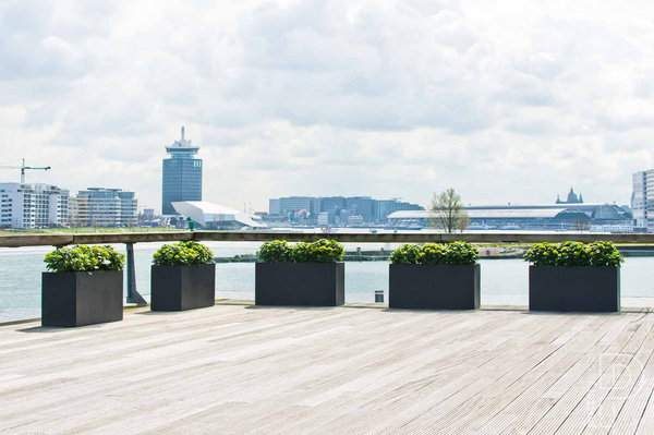 Jort M 100x40/50 niska donica prostokątna kamienna czarna