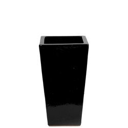 BLACK SHINY Kubis 33x33/60 donica ceramiczna wysoka czarna lakierowana