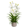 Sztuczny storczyk Cymbidium biały 70 cm w doniczce