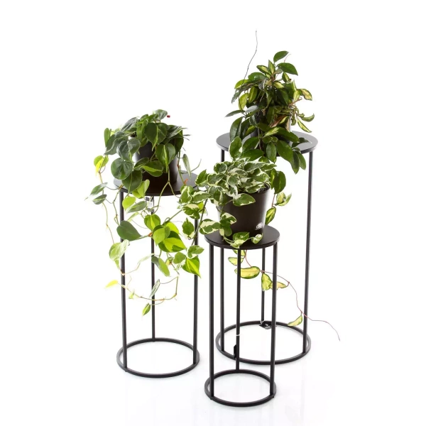 Kwietnik czarny Quinty zestaw 3 sztuki