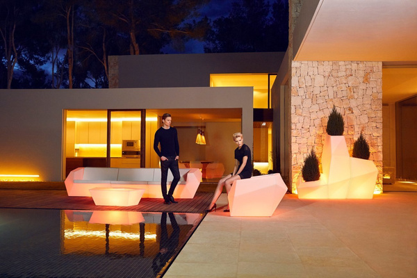 FAZ 66x55/70 donica designerska podświetlana biała LED