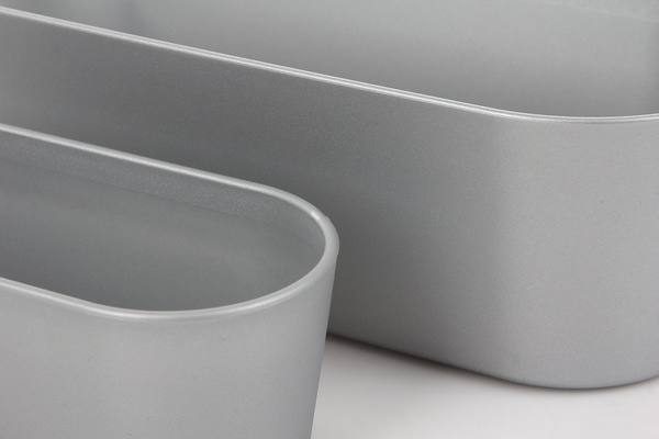 Flori 36x14/11 cm srebrna doniczka podłużna