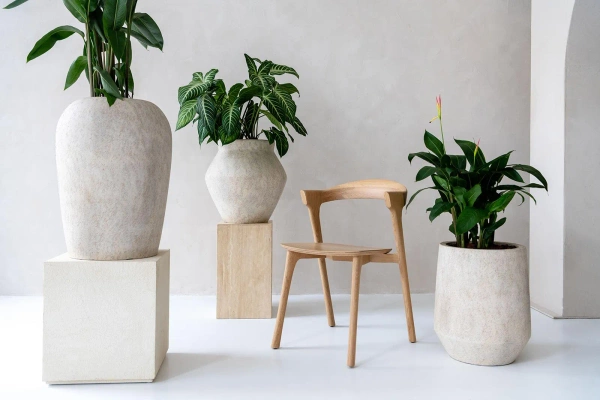 Fleuri High M 55/68 antyczna donica kamienna beżowa travertine beige