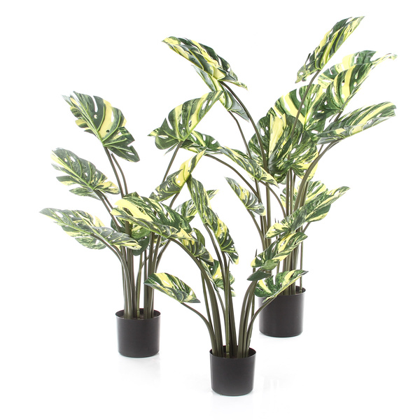 Sztuczna Monstera dziurawa Variegata żółta 60 cm