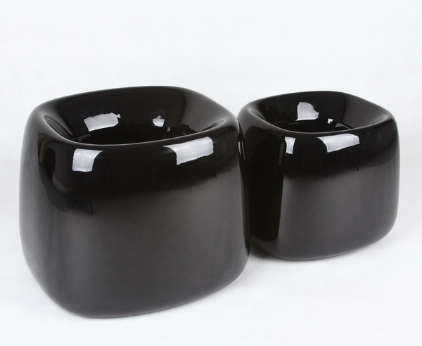 ORGANIC SQUARE 42x38/32 nowoczesna donica lakierowana czarna na kółkach