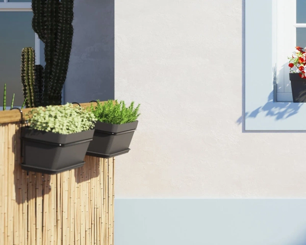 Capri Box Balcony 50 podłużna doniczka na poręcz taupe