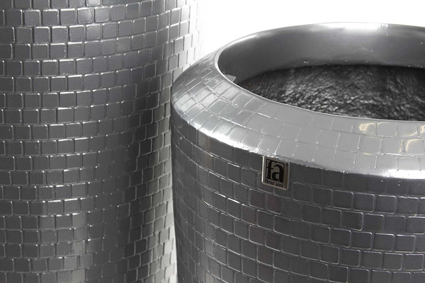 PIXEL 40/105 donica wysoka designerska srebrna lustrzany połysk