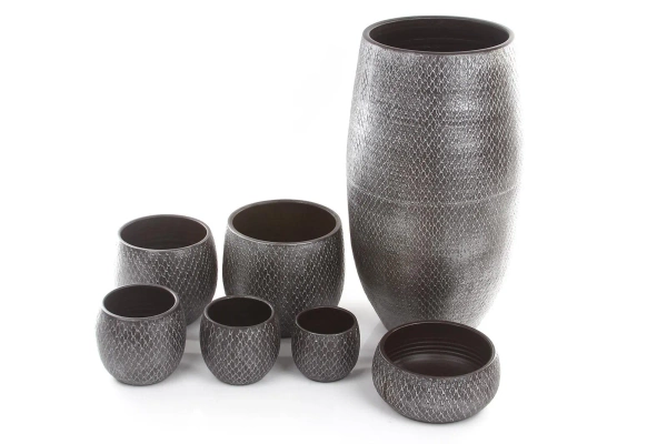 Madeira Vase 39/70 wysoka waza ceramiczna srebrno-szaro-brązowa