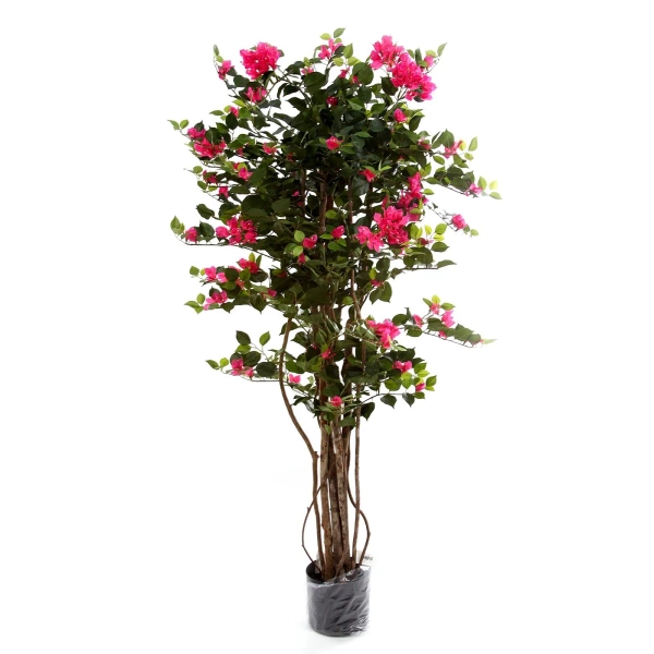 Sztuczna Bugenwilla z różowymi kwiatami 150 cm drewniany pień