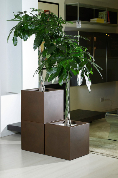 KUBE 30x30/30 doniczka kwadratowa niska brązowa rust