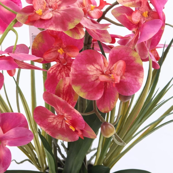 Sztuczny storczyk Phalenopsis różowy 58 cm w białej ceramicznej doniczce