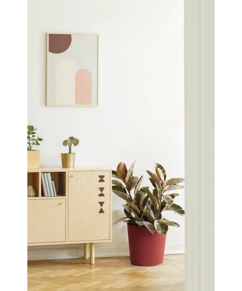 Fyre 35 donica prążkowana brick red na kółkach