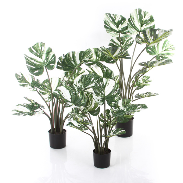 Sztuczna Monstera Variegata dziurawa zielono-biała 120 cm