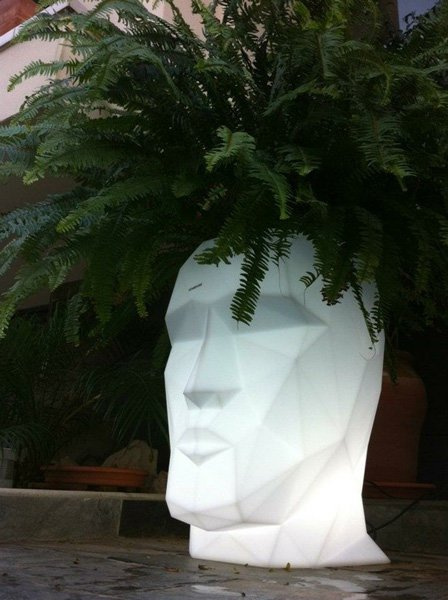 ADAN VONDOM 70x96/100 biała LED duża designerska donica podświetlana głowa