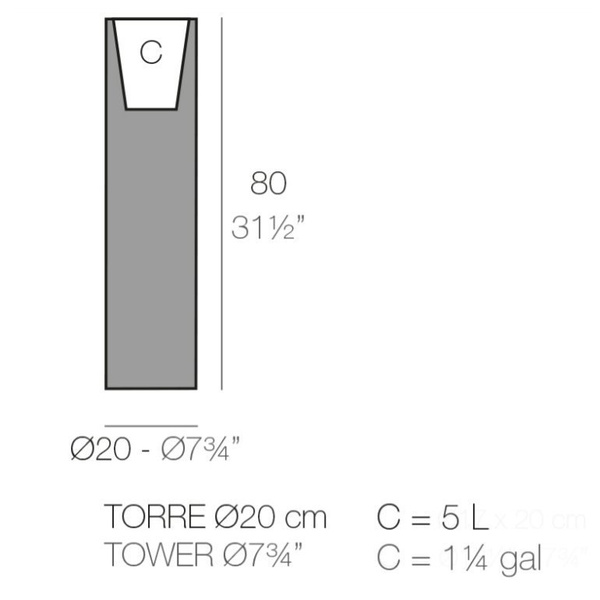 TORRE VONDOM 20/80 donica cylinder czarna