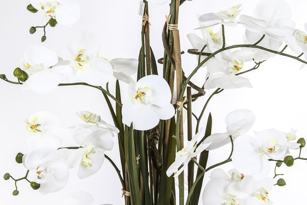 Sztuczny wysoki storczyk Phalenopsis 160 cm biały w ozdobnej donicy