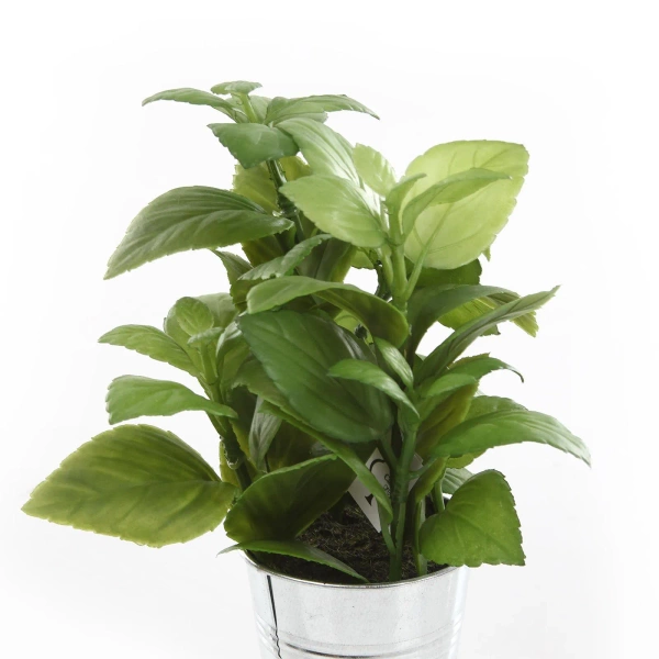 Sztuczna bazylia w cynkowej doniczce 23-26 cm zioła
