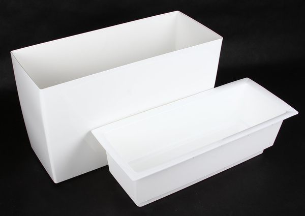 MARBELLA 76x31/45 donica prostokątna na kółkach biała z połyskiem