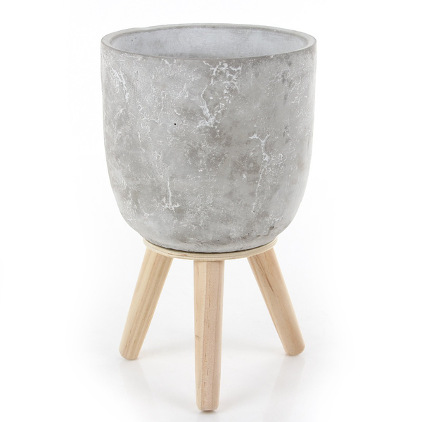 JIMMY 16,5/28 cm cementowa doniczka na nóżkach jasnoszara