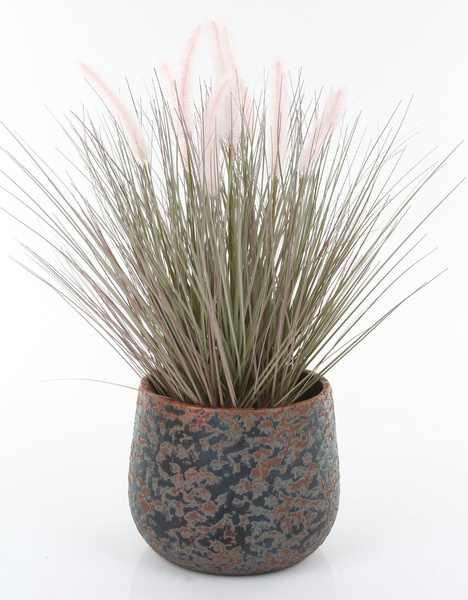 Sztuczna trawa z kłosami pennisetum 58 cm w cynkowej doniczce