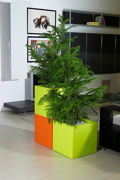 KUBE 40x40/40 donica kwadratowa niska zielona wiosenna acid green