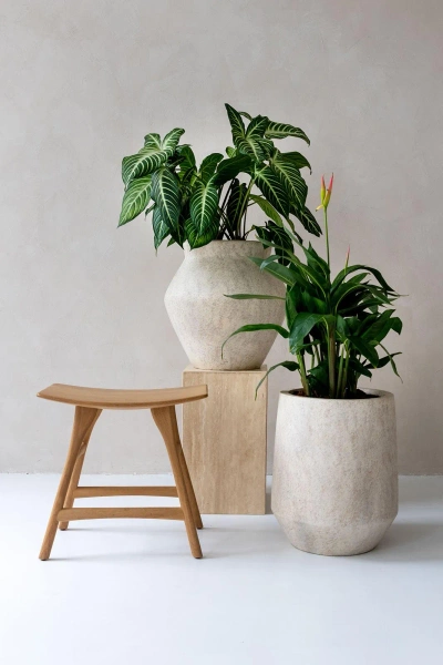 Fleuri High M 55/68 antyczna donica kamienna beżowa travertine beige