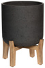 Charlie L 29,5/34,5 czarna doniczka na niskich drewnianych nóżkach