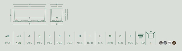 Kebe Casetta 100x40/40 donica prostokątna na kółkach antracytowa