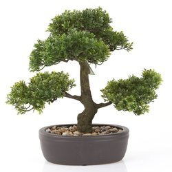Sztuczne drzewko Bonsai Fikus mini 32 cm w brązowej doniczce