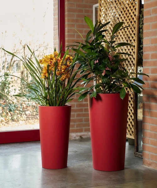 Tuit Raw 33/61 wysoka donica z wkładem brick red