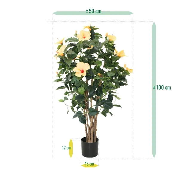 Sztuczny Hibiskus 100 cm pomarańczowe kwiaty deluxe