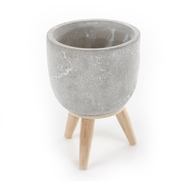 JIMMY 7,5/10,5 cm mała doniczka cementowa na nóżkach jasnoszara