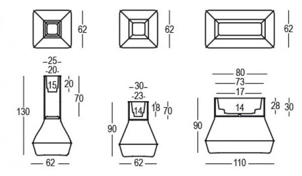 HALFUL 30 h90 donice na bialym stelażu